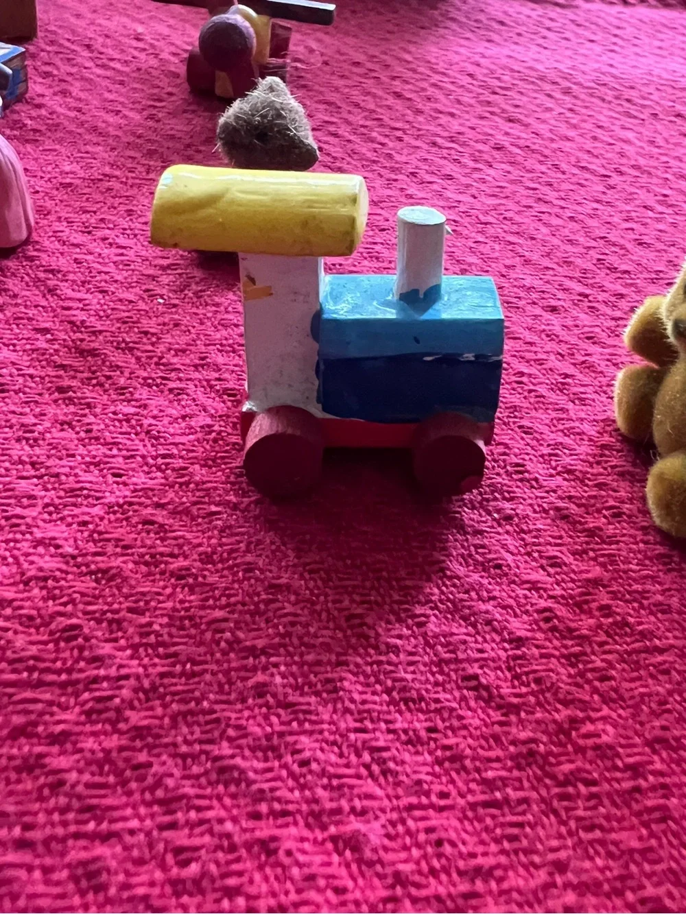 Doll House Furniture Kids Bedroom with Toys and Blue Cradle
